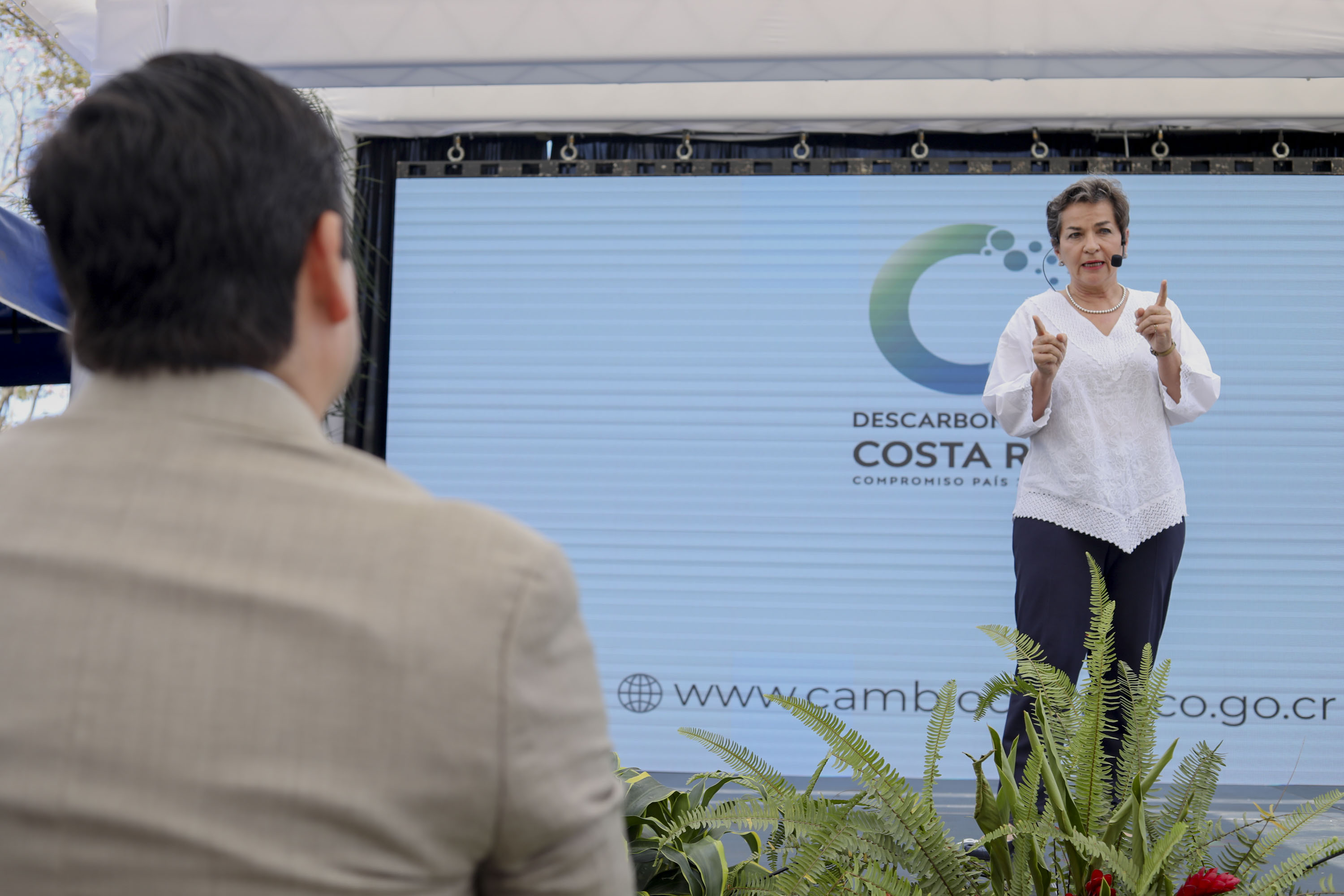 Christiana Figueres fue la conductora de la presentación del Plan Nacional de Descarbonización de Costa Rica.